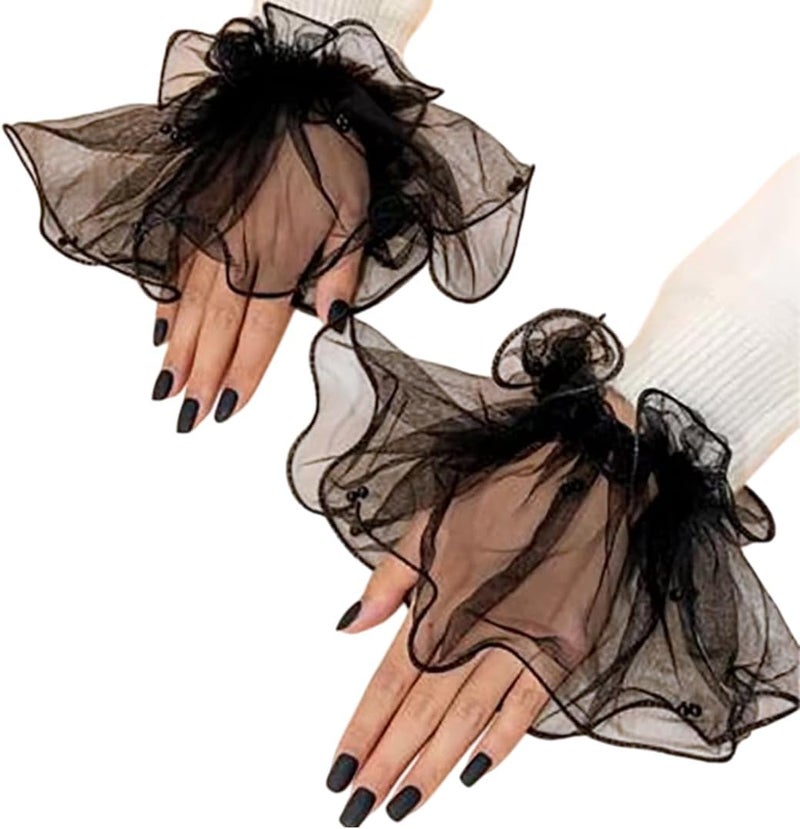 RUSTAMM pearl Lace Mesh hand Sleeves Cuffs Elastic Bracelet Elegant Party Bride Wedding Women Girls Gloves Accessories - Image 1